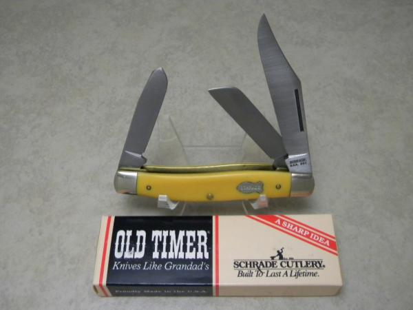Schrade USA Yellow 8OT Old Timer Stockman Knife in Box Schrade USA Yellow 8OT Old Timer Stockman Knife in Box