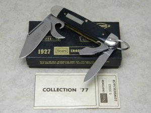 Craftsman USA (Schrade Made) 95043 Saw-Cut Delrin Lumberjack Knife in Box 1977 Collection