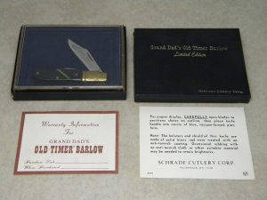 Schrade G.D.B.I. USA Saw-Cut Delrin Grand-Dad's Old-Timer Barlow Knife in Box