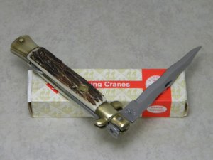 Kissing Crane KC48 Rostfrei Made in Germany Stag Large Stiletto Knife in Box
