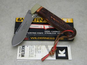 Wilderness High-Carbon K- 6 Japan Lockback Knife w/Leather Strap in Box