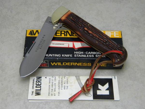 Wilderness High-Carbon K- 6 Japan Lockback Knife w/Leather Strap in Box