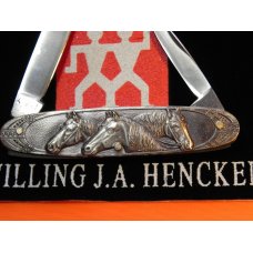 Vintage J A Henckels 2 Blade Gents Knife w/ Horse Heads on Metal Handles -Limited Edition Vintage J A Henckels 2 Blade Gents Knife w/ Horse Heads on Metal Handles -Limited Edition