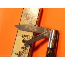 Russell (Green River Works) Barlow Pocket Knife w/ Brown Bone Handles & Blade Etching -NOS w/ Box Russell (Green River Works) Barlow Pocket Knife w/ Brown Bone Handles & Blade Etching -NOS w/ Box