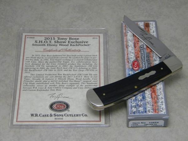 Case XX TB71548 USA 2015 Tony Bose Ebony Wood S.H.O.T. Show Exclusive BackPocket Knife - NIB Case XX TB71548 USA 2015 Tony Bose Ebony Wood S.H.O.T. Show Exclusive BackPocket Knife - NIB