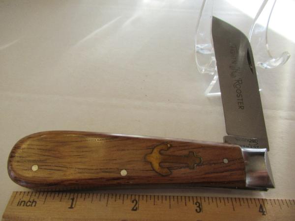 Fight'N Rooster Wood Handle  Rope Knife 