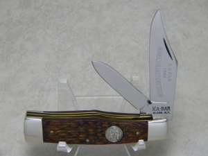 Ka-Bar Olean, NY Jigged Wood Gunstock Jack Knife c.1980 Club Knife