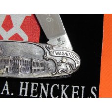 Vintage J A Henckels 2 Blade Gentlemen's Knife w/ Washington Capital and Arch on Metal Handles -NOS Vintage J A Henckels 2 Blade Gentlemen's Knife w/ Washington Capital and Arch on Metal Handles -NOS