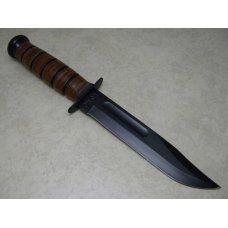 Ka-Bar Olean, NY Stacked Leather #1217 USMC Fixed Blade Fighting Knife & Sheath in Box c.2001 Ka-Bar Olean, NY Stacked Leather #1217 USMC Fixed Blade Fighting Knife & Sheath in Box c.2001
