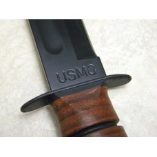 Ka-Bar Olean, NY Stacked Leather #1217 USMC Fixed Blade Fighting Knife & Sheath in Box c.2001 Ka-Bar Olean, NY Stacked Leather #1217 USMC Fixed Blade Fighting Knife & Sheath in Box c.2001