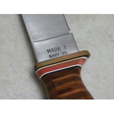 Ontario Knife Co. USA Stacked Leather P2 U.S.N. Mark 1 Navy Fixed Blade Knife & Sheath in Box c.1995 Ontario Knife Co. USA Stacked Leather P2 U.S.N. Mark 1 Navy Fixed Blade Knife & Sheath in Box c.1995