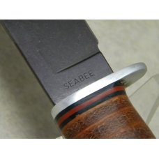Western USA L71 Stacked Leather USN SEABEE Fixed Blade Knife & Sheath in Box c.1985 Western USA L71 Stacked Leather USN SEABEE Fixed Blade Knife & Sheath in Box c.1985