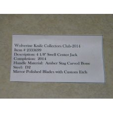 Canal Street Cutlery Co. USA Bone 2333699 "Wolverine Knife Collectors Club" Jack Knife in Box c.2014 Canal Street Cutlery Co. USA Bone 2333699 "Wolverine Knife Collectors Club" Jack Knife in Box c.2014
