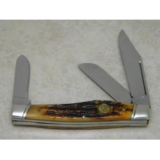 Canal Street Cutlery Co. USA Amber Stag Bone 312321 Reverse Gunstock Stockman Knife in Box c.2007 Canal Street Cutlery Co. USA Amber Stag Bone 312321 Reverse Gunstock Stockman Knife in Box c.2007