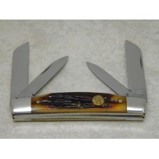 Canal Street Cutlery Co. USA Amber Stag Bone 412308 Large 4 Blade Congress Knife in Box c.2005 Canal Street Cutlery Co. USA Amber Stag Bone 412308 Large 4 Blade Congress Knife in Box c.2005