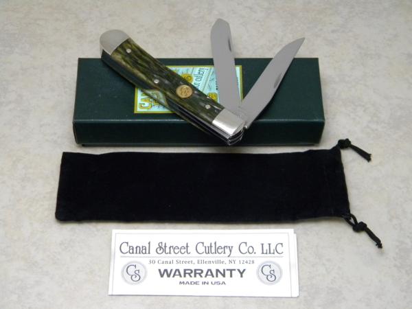 Canal Street Cutlery Co. USA Green Saw Grass Jigged Bone 2155307 Trapper Knife in Box c.2009 Canal Street Cutlery Co. USA Green Saw Grass Jigged Bone 2155307 Trapper Knife in Box c.2009