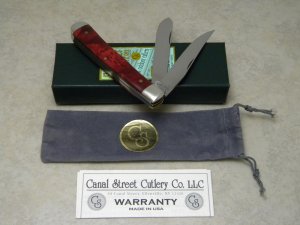 Canal Street Cutlery Co. USA Oxblood Stabilized Wood 213234 Trapper Knife in Box c.2005