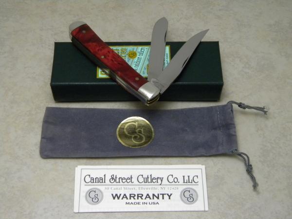 Canal Street Cutlery Co. USA Oxblood Stabilized Wood 213234 Trapper Knife in Box c.2005 Canal Street Cutlery Co. USA Oxblood Stabilized Wood 213234 Trapper Knife in Box c.2005