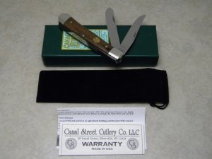Canal Street Cutlery Co. USA Reclaimed American Chestnut 215104 Trapper Knife in Box c.2010
