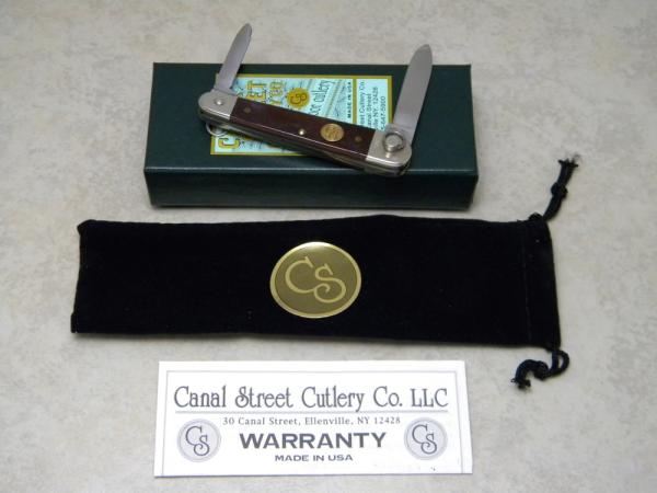 Canal Street Cutlery Co. USA Smooth Brown Bone Ring Open Pen Knife in Box Canal Street Cutlery Co. USA Smooth Brown Bone Ring Open Pen Knife in Box