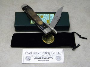 Canal Street Cutlery Co. USA Bark Buffalo Horn 1129210 Swing Guard Lockback Knife in Box c.2007