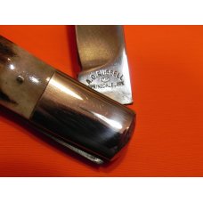 Russell 3 & 1/2" Lock Blade Pocket Knife w/ Great Stag Handles & Bullet Shield -NOS