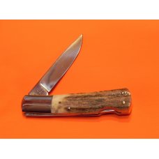 Russell 3 & 1/2" Lock Blade Pocket Knife w/ Great Stag Handles & Bullet Shield -NOS Russell 3 & 1/2" Lock Blade Pocket Knife w/ Great Stag Handles & Bullet Shield -NOS