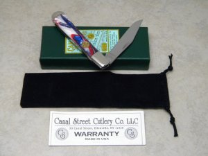 Canal Street Cutlery Co. USA Red, White and Blue Half Moon Trapper Knife in Box