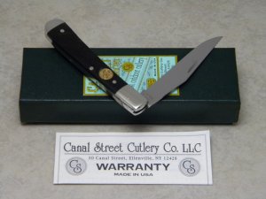 Canal Street Cutlery Co. USA Ebony Item # 1151274 Half Moon Trapper Knife in Box c.2008