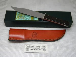 Canal Street Cutlery Co. USA 113112 Makassar Ebony 1873 Bowie Hunter Knife & Pouch in Box c.2010