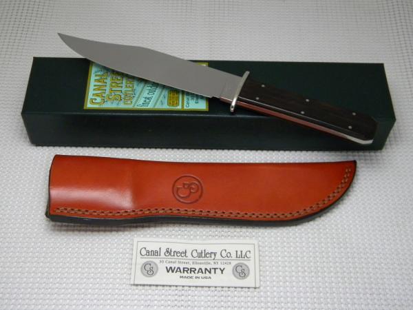 Canal Street Cutlery Co. USA 113112 Makassar Ebony 1873 Bowie Hunter Knife & Pouch in Box c.2010 Canal Street Cutlery Co. USA 113112 Makassar Ebony 1873 Bowie Hunter Knife & Pouch in Box c.2010