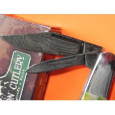 Bear & Son MGC 2 Blade Barlow w/ Genuine Black & Green Stag Handles & Ladder Damascus Blades -NOS Bear & Son MGC 2 Blade Barlow w/ Genuine Black & Green Stag Handles & Ladder Damascus Blades -NOS