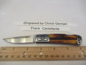 Frank Centofante Engraved By Christi George Red Stag Lock Back 