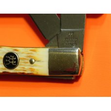 Vintage, J A Henckels 2 Blade Trapper with Torched Natural Bone Handles w/ Black Shield - NOS +Box Vintage, J A Henckels 2 Blade Trapper with Torched Natural Bone Handles w/ Black Shield - NOS +Box