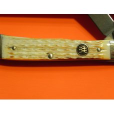 Vintage, J A Henckels 2 Blade Trapper with Torched Natural Bone Handles w/ Black Shield - NOS +Box Vintage, J A Henckels 2 Blade Trapper with Torched Natural Bone Handles w/ Black Shield - NOS +Box