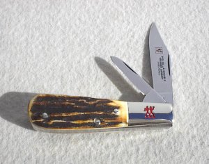 J. A. HENCKLES SOLINGEN GERMANY ZWILLING HK 16-S INDIA STAG 2-BLADE BARLOW KNIFE