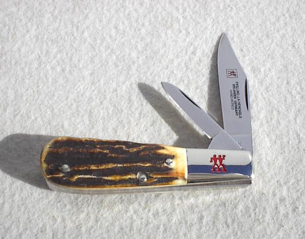 J. A. HENCKLES SOLINGEN GERMANY ZWILLING HK 16-S INDIA STAG 2-BLADE BARLOW KNIFE J. A. HENCKLES SOLINGEN GERMANY ZWILLING HK 16-S INDIA STAG 2-BLADE BARLOW KNIFE