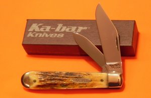 Vintage Ka-Bar (Cigar Jack) Pocket Knife (Model # 1190) with Fantastic Stag Handles -NOS