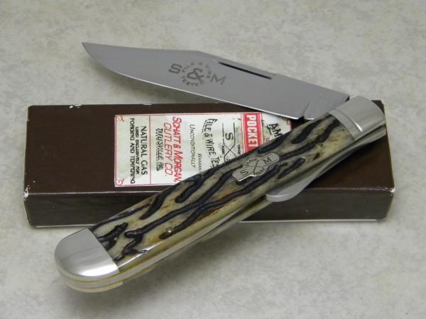 Schatt & Morgan Titusville PA. 2009 Series 5-I Worm Groove Bone 041818 Large Lockback Knife in Box Schatt & Morgan Titusville PA. 2009 Series 5-I Worm Groove Bone 041818 Large Lockback Knife in Box