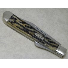 Schatt & Morgan Titusville PA. 2009 Series 5-I Worm Groove Bone 041818 Large Lockback Knife in Box Schatt & Morgan Titusville PA. 2009 Series 5-I Worm Groove Bone 041818 Large Lockback Knife in Box