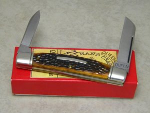 Queen City 2012 Aged Honey Amber Stag Bone #31 Large 2 Blade Congress Knife in Box