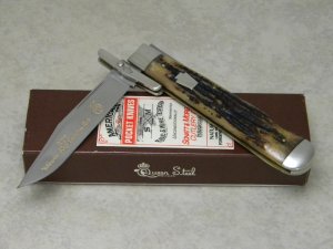 Schatt & Morgan Stag Bone "2002 Wolverine Knife Collectors Club" Swing Guard Lockback Knife in Box