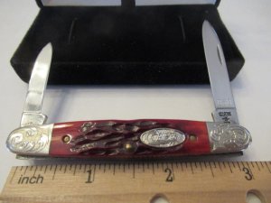 Case XX SFO Raised Letter Shield Red Bone Scrolled Bolsters Pattern # R06263 SS