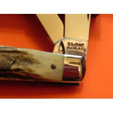 Vintage Ka-Bar Dog Head 2 Blade Jack Knife w/ Fat Boy Gnarly Stag Handles - NOS & M/NM Vintage Ka-Bar Dog Head 2 Blade Jack Knife w/ Fat Boy Gnarly Stag Handles - NOS & M/NM