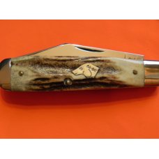 Vintage Ka-Bar Dog Head 2 Blade Jack Knife w/ Fat Boy Gnarly Stag Handles - NOS & M/NM Vintage Ka-Bar Dog Head 2 Blade Jack Knife w/ Fat Boy Gnarly Stag Handles - NOS & M/NM