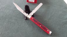 Robeson Suredge 2 blade Doctor's Knife (Pill Crusher) with Red Jigged Bone handles 1 of 200