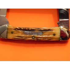 Vintage Ka-Bar 2 Blade Canoe Pocket Knife w Great Stag Handles & 1/4 Moon & UCC Tang Stamp -NOS & NM Vintage Ka-Bar 2 Blade Canoe Pocket Knife w Great Stag Handles & 1/4 Moon & UCC Tang Stamp -NOS & NM