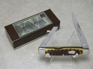Schatt & Morgan Keystone Series XVI Bradford Green Bone 041155 Half Whittler Knife in Box c.2006