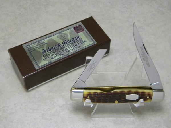 Schatt & Morgan Keystone Series XVI Bradford Green Bone 041155 Half Whittler Knife in Box c.2006 Schatt & Morgan Keystone Series XVI Bradford Green Bone 041155 Half Whittler Knife in Box c.2006