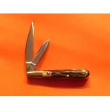 Schatt & Morgan (Queen) Gents Barlow Pocket Knife w/ Great wide Stag Handles & Blade Etch -NOS Schatt & Morgan (Queen) Gents Barlow Pocket Knife w/ Great wide Stag Handles & Blade Etch -NOS